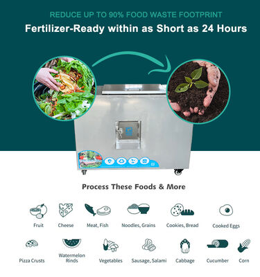 TOGO TG-CC-50 Compostor de resíduos orgânicos de aço inoxidável 304 com capacidade de 50 kg e 21-24 horas de processamento