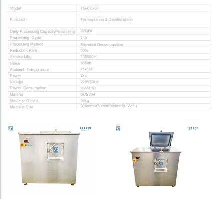 Máquina de compostagem de pequenos resíduos alimentares TOGO 30KG/D adequada para uso orgânico em restaurantes e cantinas